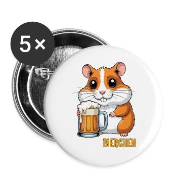 Lecker Bierchen - Buttons groß 56 mm (5er Pack) - Weiß - Vorne