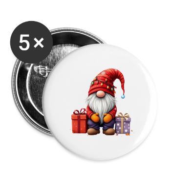 Christmas gnomes with gifts and lights - Buttons large 2.2''/56 mm (5-pack) - white - Front