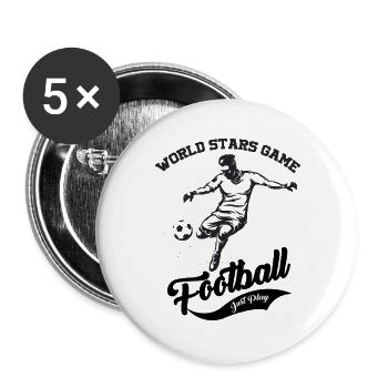 World Stars Football – Just Play Design - Buttons groß 56 mm (5er Pack) - Weiß - Vorne