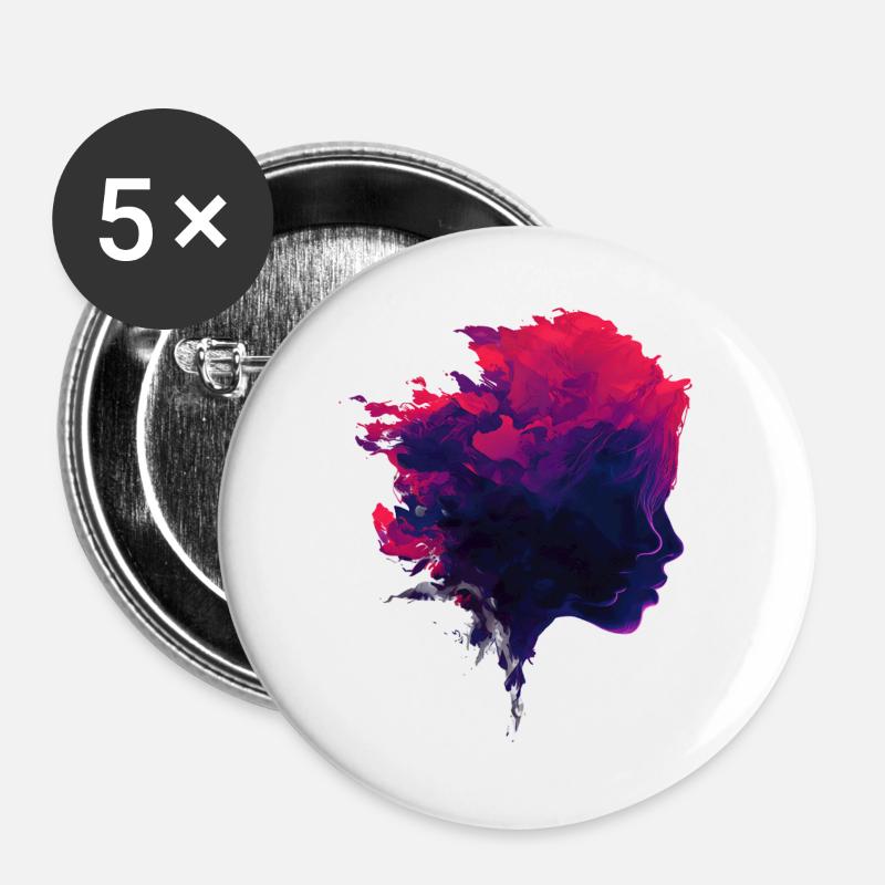 Crimson_Flow_Profile - Buttons groß 56 mm (5er Pack) - Weiß
