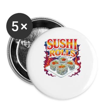 Sushi-Rollen Lieblingsessen Lustig Seltsam 90er Su - Buttons groß 56 mm (5er Pack) - Weiß - Vorne