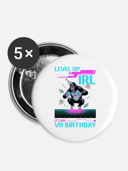 Birthday Gamer VR - Buttons groß 56 mm (5er Pack) - Weiß