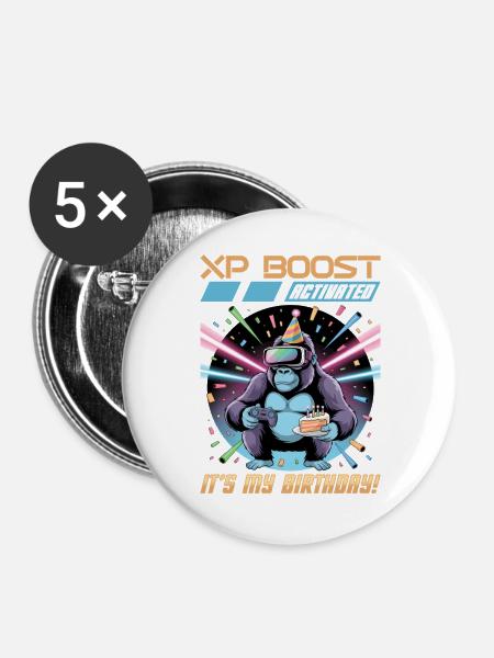 Birthday Gamer VR - Buttons groß 56 mm (5er Pack) - Weiß