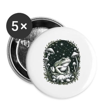 Kosmischer Frosch Mit Sternbildern Und Pilzen - Buttons groß 56 mm (5er Pack) - Weiß - Vorne