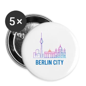 Berlin City Neon Skyline Silhouette Illustration - Buttons large 2.2''/56 mm (5-pack) - white - Front