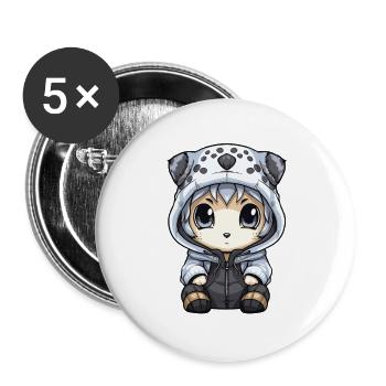 Snow leopard winter leopard baby - Buttons large 2.2''/56 mm (5-pack) - white - Front