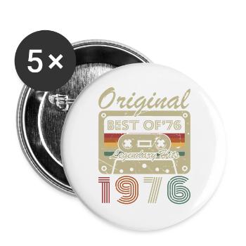 1976 Vintage Retro Geburtstagsgeschenk - Buttons groß 56 mm (5er Pack) - Weiß - Vorne