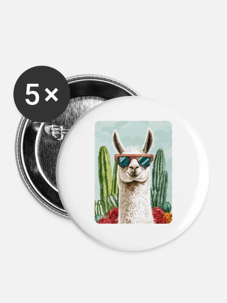 Lama - Buttons groß 56 mm (5er Pack) - Weiß