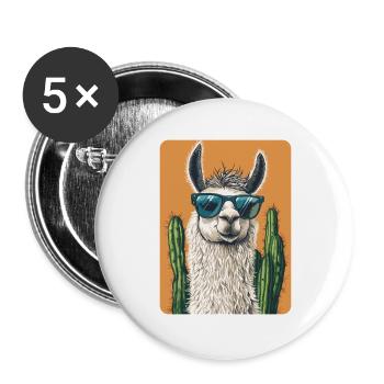 lama - Lot de 5 grands badges (56 mm) - blanc - Devant