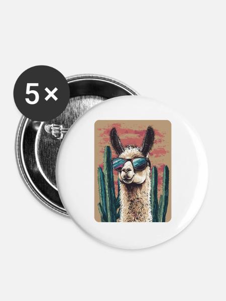 Lama - Buttons groß 56 mm (5er Pack) - Weiß