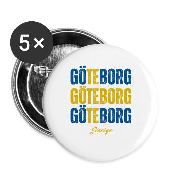 Göteborg, Schweden, stolzer Schwede - Buttons groß 56 mm (5er Pack) - Weiß - Vorne