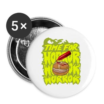 Bayrische Streetwear Halloween Leberkas Ketchup - Buttons groß 56 mm (5er Pack) - Weiß - Vorne