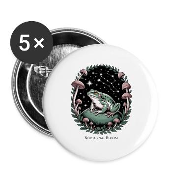 Nocturnal frog motif with mushrooms and stars - Buttons large 2.2''/56 mm (5-pack) - white - Front