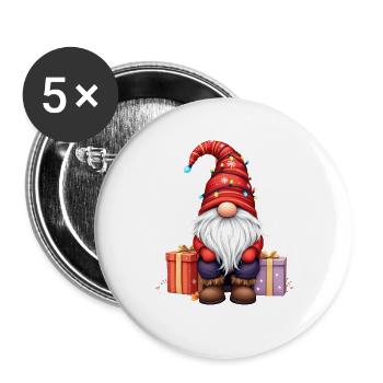 Weihnachtswichtel Mit Lichterkette Und Paketen - Buttons groß 56 mm (5er Pack) - Weiß - Vorne