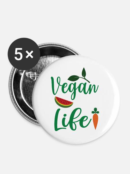 Vegan fürs Leben - Buttons groß 56 mm (5er Pack) - Weiß