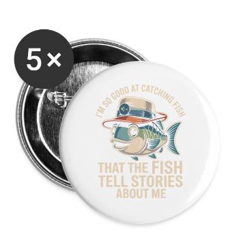 Je suis tellement doué pour attraper du poisson que le - Lot de 5 grands badges (56 mm) - blanc - Devant
