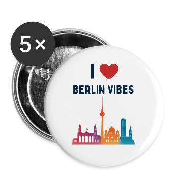 I Love Berlin Vibes City Silhouette - Buttons large 2.2''/56 mm (5-pack) - white - Front