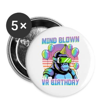 Birthday Gamer VR - Buttons groß 56 mm (5er Pack) - Weiß - Vorne