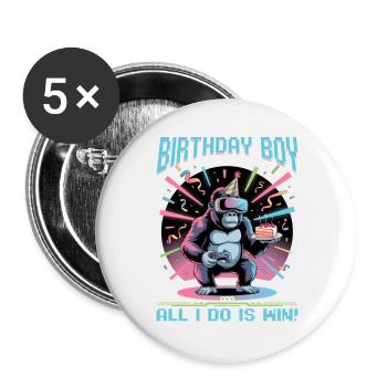Birthday Gamer VR - Buttons groß 56 mm (5er Pack) - Weiß - Vorne