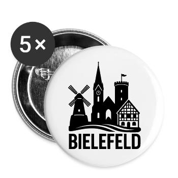 Bielefeld Silhouette - Lot de 5 grands badges (56 mm) - blanc - Devant