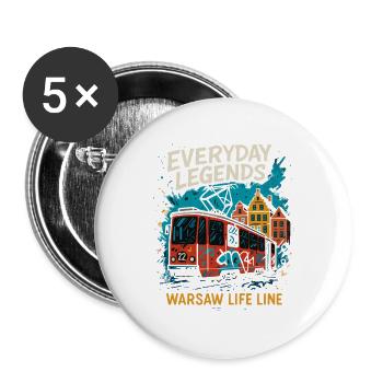 Everyday Legends Warsaw Tram Design - Buttons large 2.2''/56 mm (5-pack) - white - Front