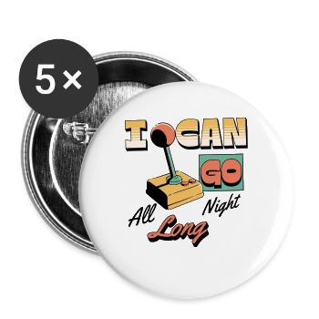 Retro Arcade Joystick I Can Go All Night Long - Buttons groß 56 mm (5er Pack) - Weiß - Vorne