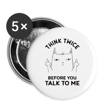 Sehr wütende und dumme Katze - Lustiger Spruch - Buttons groß 56 mm (5er Pack) - Weiß - Vorne