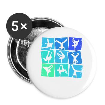 Breakdance Breakdancer Breakdancing Kinder Jungen - Buttons groß 56 mm (5er Pack) - Weiß - Vorne