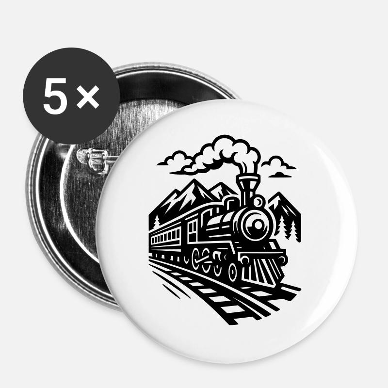 Locomotive - Buttons large 2.2''/56 mm (5-pack) - white