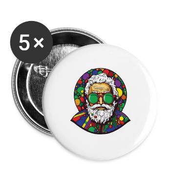 Santa Claus Colorful Santa Christmas - Buttons large 2.2''/56 mm (5-pack) - white - Front