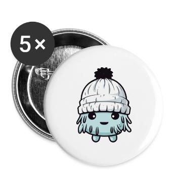 Esquimau Froid Bande dessinée Hiver - Lot de 5 grands badges (56 mm) - blanc - Devant