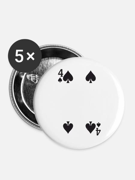 Vier Pik Silhouetten Muster - Buttons groß 56 mm (5er Pack) - Weiß