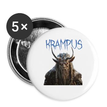 Krampus – gloomy Alpine design, customs - Buttons large 2.2''/56 mm (5-pack) - white - Front