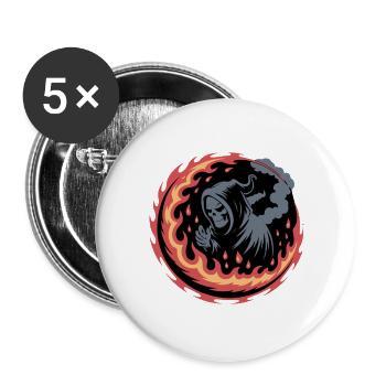 Flaming Grim Reaper Circle - Buttons large 2.2''/56 mm (5-pack) - white - Front