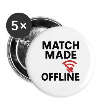 Match Made Offline Love Design - Buttons large 2.2''/56 mm (5-pack) - white - Front