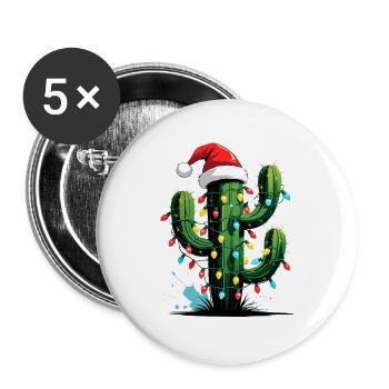 Cactus Christmas with lights - Buttons large 2.2''/56 mm (5-pack) - white - Front