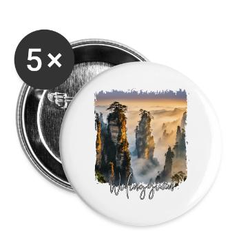 Aquarelle de Wulingyuan, Chine de Wulingyuan - Lot de 5 grands badges (56 mm) - blanc - Devant