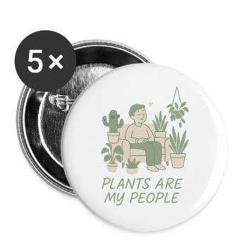 Pflanzen Sind Meine Freunde - Buttons groß 56 mm (5er Pack) - Weiß - Vorne