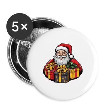 Santa Claus Christmas Christmas - Buttons large 2.2''/56 mm (5-pack) - white - Front