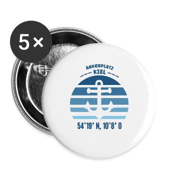 Kiel Ostsee Kieler Hafen Schleswig Holstein Küste - Buttons groß 56 mm (5er Pack) - Weiß - Vorne