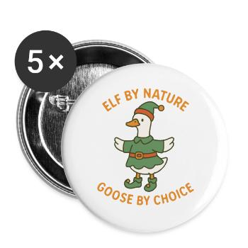 Weihnachtself von Natur Gans von Wahl - Buttons groß 56 mm (5er Pack) - Weiß - Vorne