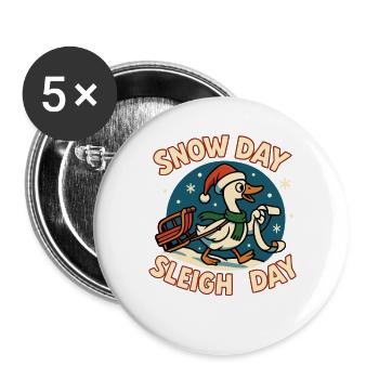 Jour de neige Traîneau Jour Oie Noël Drôle Père Noël - Lot de 5 grands badges (56 mm) - blanc - Devant