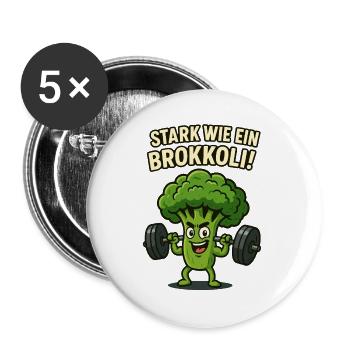 Fort comme un brocoli - Lot de 5 grands badges (56 mm) - blanc - Devant