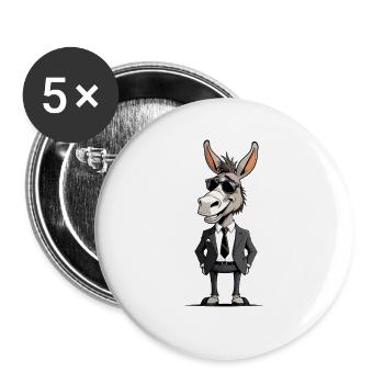 Anzugträger Esel - Buttons groß 56 mm (5er Pack) - Weiß - Vorne