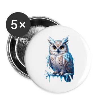 Frosty Owl Majesty - Buttons large 2.2''/56 mm (5-pack) - white - Front