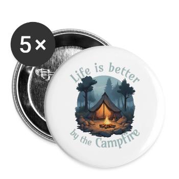 Life is better by the campfire - Buttons groß 56 mm (5er Pack) - Weiß - Vorne