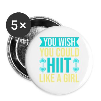 Fanatiques de fitness Hiit Like A Girl Gymnastique suédoise Gym - Lot de 5 grands badges (56 mm) - blanc - Devant
