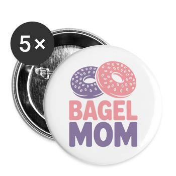 Bagels Spruch Bagel Mama Lustiges Bagels Geschenk - Buttons groß 56 mm (5er Pack) - Weiß - Vorne