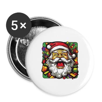 Santa Claus Colorful Santa Christmas - Buttons large 2.2''/56 mm (5-pack) - white - Front