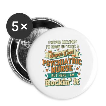 Idée cadeau d’infirmière psychiatrique rétro pour la santé mentale - Lot de 5 grands badges (56 mm) - blanc - Devant